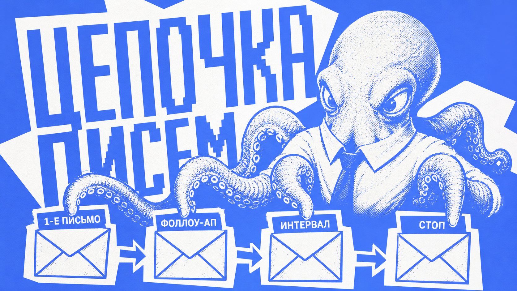 Енот-почтальон собирает цепочку из четырёх холодных писем для B2B